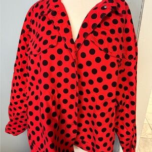 Disney Minnie Mouse plus size Red and Black Polka Dot jacket. 2X